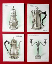 WILLS  FOUR  VINTAGE 1924 LARGER CIGARETTE CARDS  OLD SILVER   10 - 11 - 14 - 18