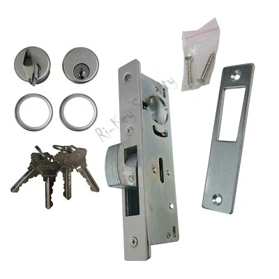 RI-KEY SECURITY Storefront Door Mortise Lock Hook Deadbolt w/ 2 Cylinders Adams Rite Cam SC1-TT