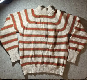 Vintage Jantzen Tumblespun 1960s Wool Mock Neck Striped Sweater Grunge Unisex M - Picture 1 of 15