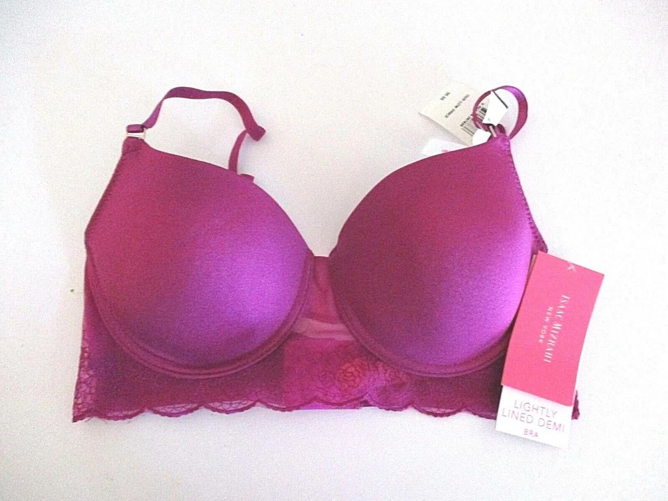 839v2 Isaac Mizrahi Im15682 Lightly Lined Lace Trimmed Demi Bra 38d Black