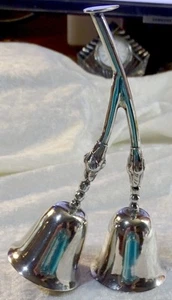 2 Attached Sterling Silver Bells 6" Hand Made Mexico 2.5 ounces - Picture 1 of 7