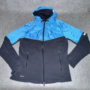 Nike Running Training Jacket Fanatic Hoodie DRI-FIT Black/Blue Men's Large - Picture 1 of 5