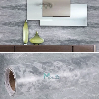 10ft Marble Contact Paper Self Adhesive Peel & Stick PVC Wallpaper Kitchen Gray - Изображение 1 из 4