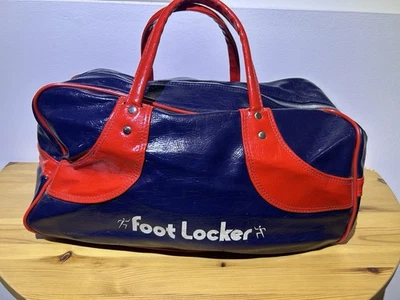 Bolso de Lona Adidas X Footlocker Vintage Años 70 Vinilo Trifolio Clásico Gimnasio Azul Rojo Foto 1 de 4
