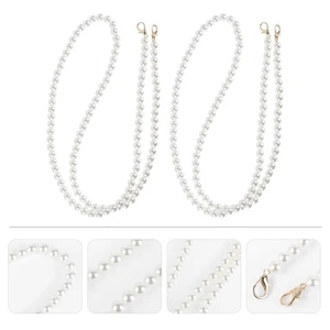 2 Pezzi 110cm Borsa Cinghia Perla Manico Catena di Ricambio Fai da Te Artigianato Kit (Bianco) - Foto 1 di 12