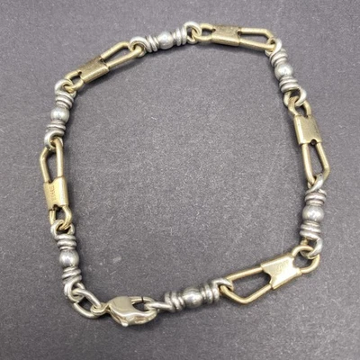 Мужской браслет James Avery из чистого серебра и золота 14 карат 7-1/2 дюйма снят с производства - Изображение 1 из 4