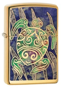 Zippo Turtle Design High Polish Brass Windproof Pocket Lighter, 254B-063673 - Picture 1 of 6