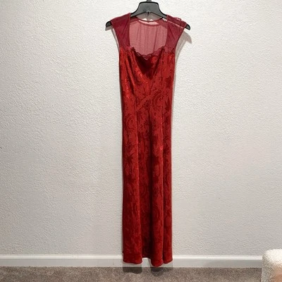 VIntage Victoria's Secret Gold Label Maxi Slip dress Burgundy Nightgown Chemise - Image 1 of 4