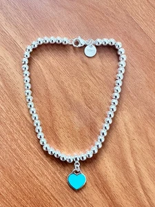 Tiffany & Co. Blue Heart Sterling Silver Bracelet 7.5" - Picture 1 of 3