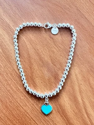 Tiffany & Co. Blue Heart Sterling Silver Bracelet 7.5" - Image 1 of 3