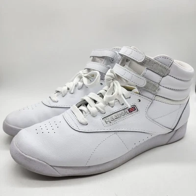 Reebok Freestyle Hi Women’s 9.5 White Leather High Top Sneakers Classic F/S - Image 1 of 4