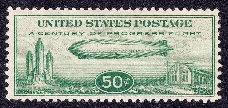 US Scott C18, 1933 Graf Zeppelin, 50c green, LH MINT - Image 1 of 1