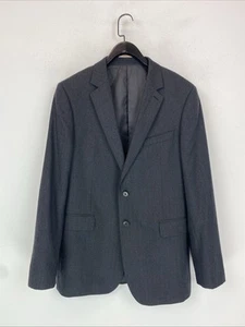 Jaeger Long Sleeve Collared Grey Herringbone Wool Blazer Size 42R - Picture 1 of 16