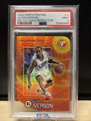 2002 Topps Pristine Allen Iverson Die-cut Gold Refractor /99 PSA 9 - Image 1 of 2