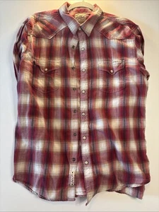 Lucky Brand Pearl Snap Button Up Western Sportswear Red 100% Cotton - Picture 1 of 12