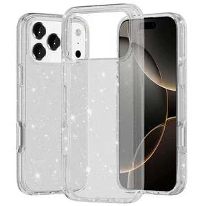 For iPhone 17 PRO Case Glitter Thick 3mm Translucent Cover + Tempered Glass - Picture 1 of 6
