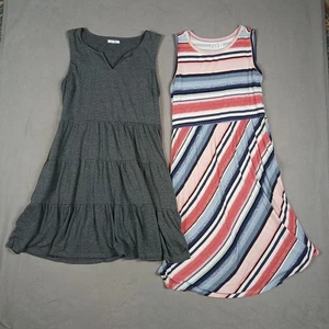 Lot of 2 Women's Dresses Size Small/Medium Sleeveless Midi Maurices Grey/Stripe - Picture 1 of 14