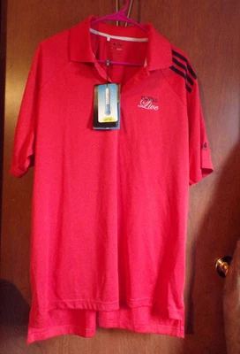 Adidas Polo Shirt Men L Red Black Stripe Clima Cool Performance Stretch Golf nwt - Image 1 of 4