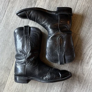 Lucchese 2000 Para hombres Talla 9.5 D Negro Cuero Suave Western Cowboy Roper Estilo - Imagen 1 de 14