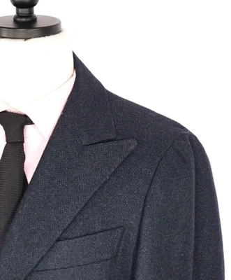 $2,395 CANALI - "KEI" Navy Wool Silk PEAK LAPEL Topcoat Coat - 36R - Image 1 of 4