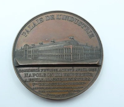 Antique historical Medal by Caque F 1855 Napoleon III Palaise De L'industrie - Image 1 of 4