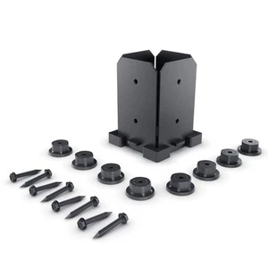 51707 Ironwood 4x4 Post Base, Black Galvanized Steel, Hex Cap Nuts Included (... - Picture 1 of 2