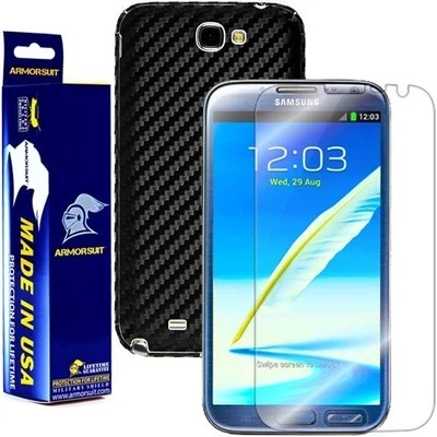 ArmorSuit Samsung Galaxy Note II Screen Protector + Black Carbon Fiber Skin USA - Image 1 of 4