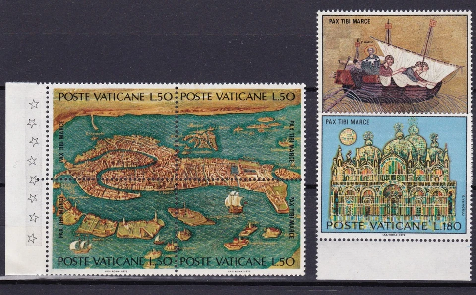 VATICAN CITY #518-520 MNH UNESCO CAMPAIGN TO SAVE VENICE (1581 MAP OF VENICE) - Image 1 of 1