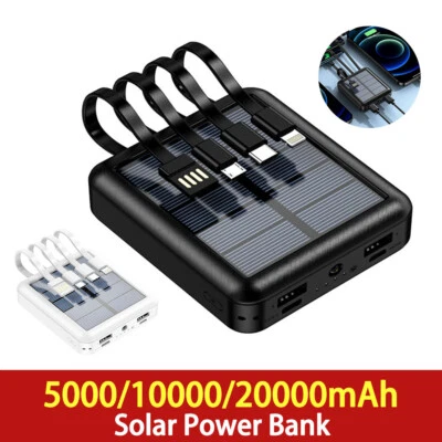 Solar Power Bank Portable Charger for Phone Heating Vest Jacket Built-in Cable - image 1 of 4