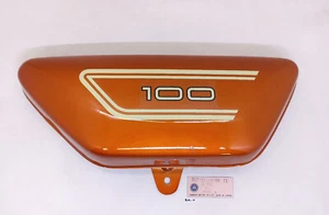 Yamaha 100 LS3 LS2 Twin Side Cover With Sticker Decal Orange NOS Genuine Japan - Picture 1 of 6
