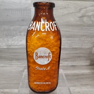 SELTENE BANCROFT Madison Wis Quart Milchflasche Amber Flavor-Lok Flasche  - Bild 1 von 9
