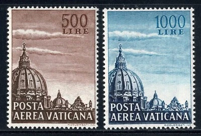 Vatican 1953 Set Dome of St. Peter's Basilica - Air Mail stamps LH/MNH - Image 1 of 2