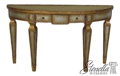 L39300E: Hollywood Regency Crackle Glass Console Table w. Gold Gilt - Image 1 of 4