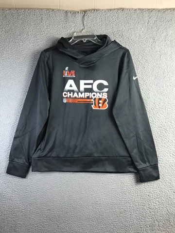 Nike NFL Cincinnati Bengals Sweater Youth L Gray Hoodie Superbowl LVI AFC Champs Cover