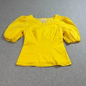 Rachel Parcell Shirt Woman S Yellow Puff Sleeve Coastal Cottage Prarie Boho READ - Picture 1 of 8