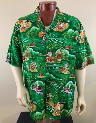 Camisa hawaiana con estampado de isla de Navidad de Papá Noel ALOHA REPUBLIC para hombre talla 2XL Foto 1 de 4