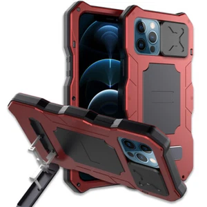 Outdoor iPhone 13/12 Pro max Ständer Handy Case Schutzhülle Metall Stoßfest Rot - Bild 1 von 11