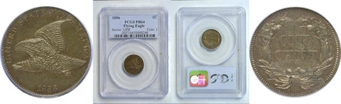 1856 Flying Eagle Cent PCGS PR-64 Cover