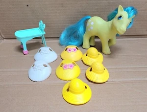 Vintage My Little Pony G1 Tootsie, Perm Shop Trolley, Yellow & White Hats Bundle - Picture 1 of 20