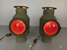 Vintage Pair of DIETZ Carriage Lantern Lamps 8.5" tall 