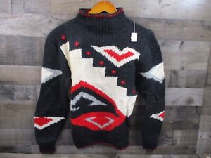 Vintage Woolrich Sweater Womens Small Black Aztec Geometric Turtleneck Deadstock