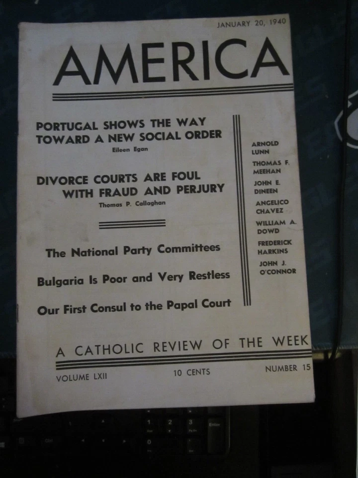 American Catholic Review of the Week Magazine January 1940 Portugal Bulgaria L44 - Image 1 of 1