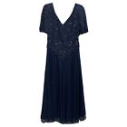 Scala Beaded  Sequin Dress Navy Blue Small Formal Dress Mother Of The Bride