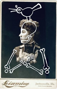 Butch Anthony 6x10 Alabama Folk Outsider Art Painting Bird Skeleton Victorian AL - Picture 1 of 8