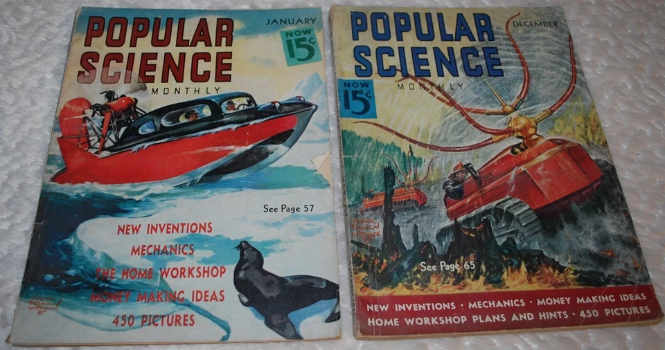 lot of 2 POPULAR SCIENCE magazines---December 1937, January 1938 - Image 1 of 1