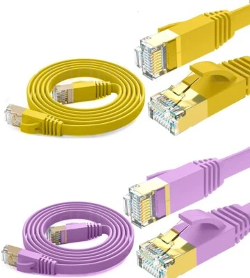 RJ45 CAT7 Network Ethernet Cable Gold Ultra thin FLAT 10GBPS SSTP Lead Lot - Image 1 of 4
