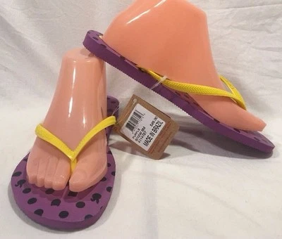Havaianas Polka Dot animal shape heads Purple Yellow 9/10W 8M Made In Brazil  - Image 1 of 4