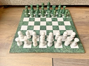 18” Marble Green And White Chess Set Indoor Chess Board Game Collectible Gifts - Picture 1 of 6
