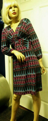 VETEMENTS Abito tubino in jersey elasticizzato ICE nero multi art deco stampa astratta taglia 6