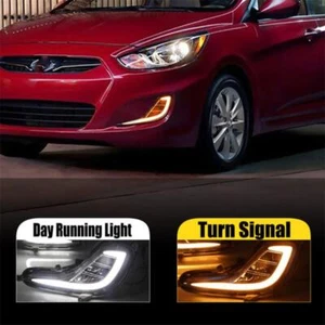 Pair Daytime Running Light LED Fog Head Lamp DRL For Hyundai Accent 2010-2016 - Foto 1 di 5